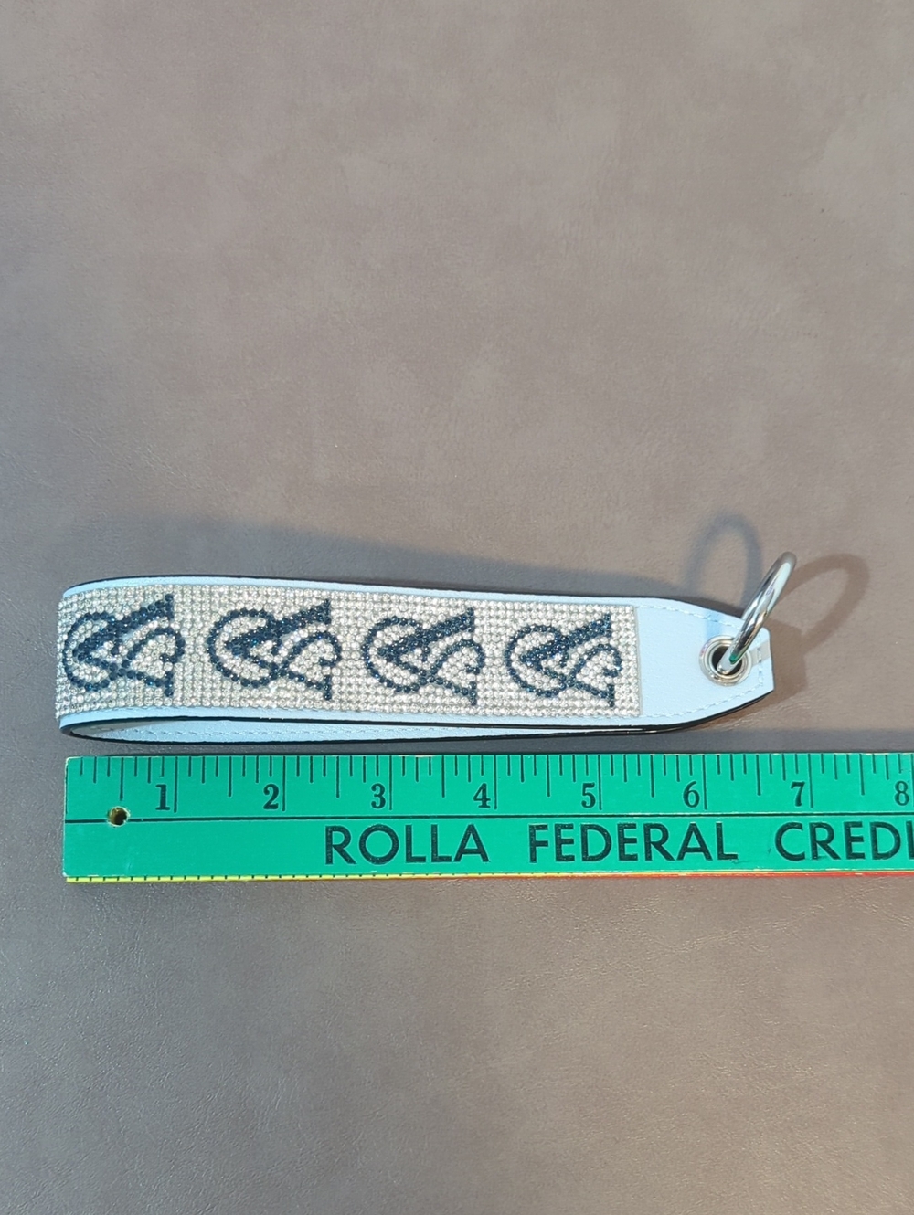 Victoria's Secret Wristlet Strap Keychain Silver And Blue Rhinestone VS Logo - Picture 5 of 6